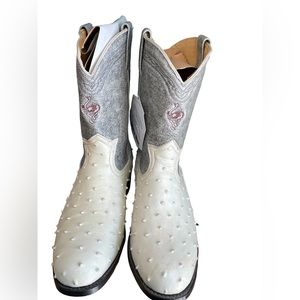 Águila Real Multicolor Ostrich Cowboy Round Toe Boot Size 10.5